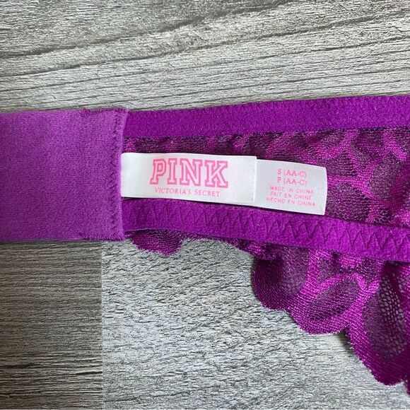 PINK Victoria’s Secret Lace Bralette Purple Small Adjustable Vacation Boho - Picture 4 of 9